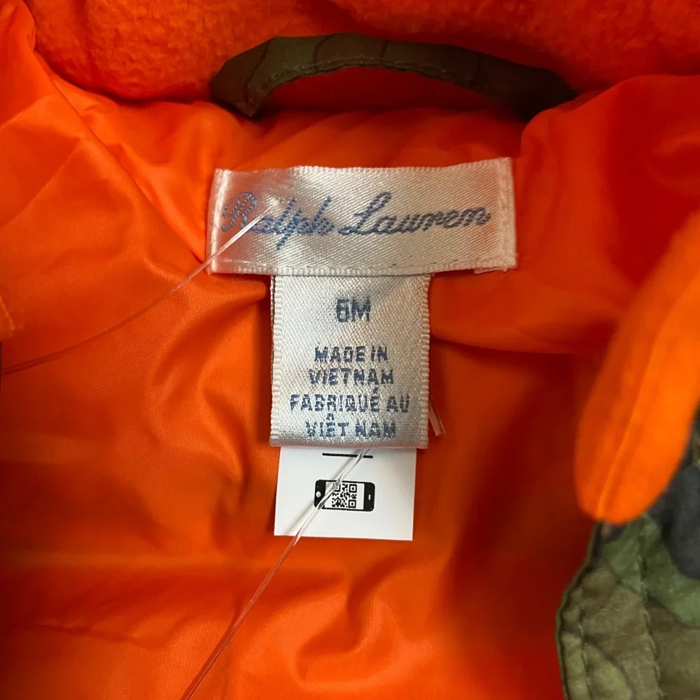 Ralph Lauren 6M Olive Camo Water Repellent‎ Down Hooded Puffer Bunting Snowsuit